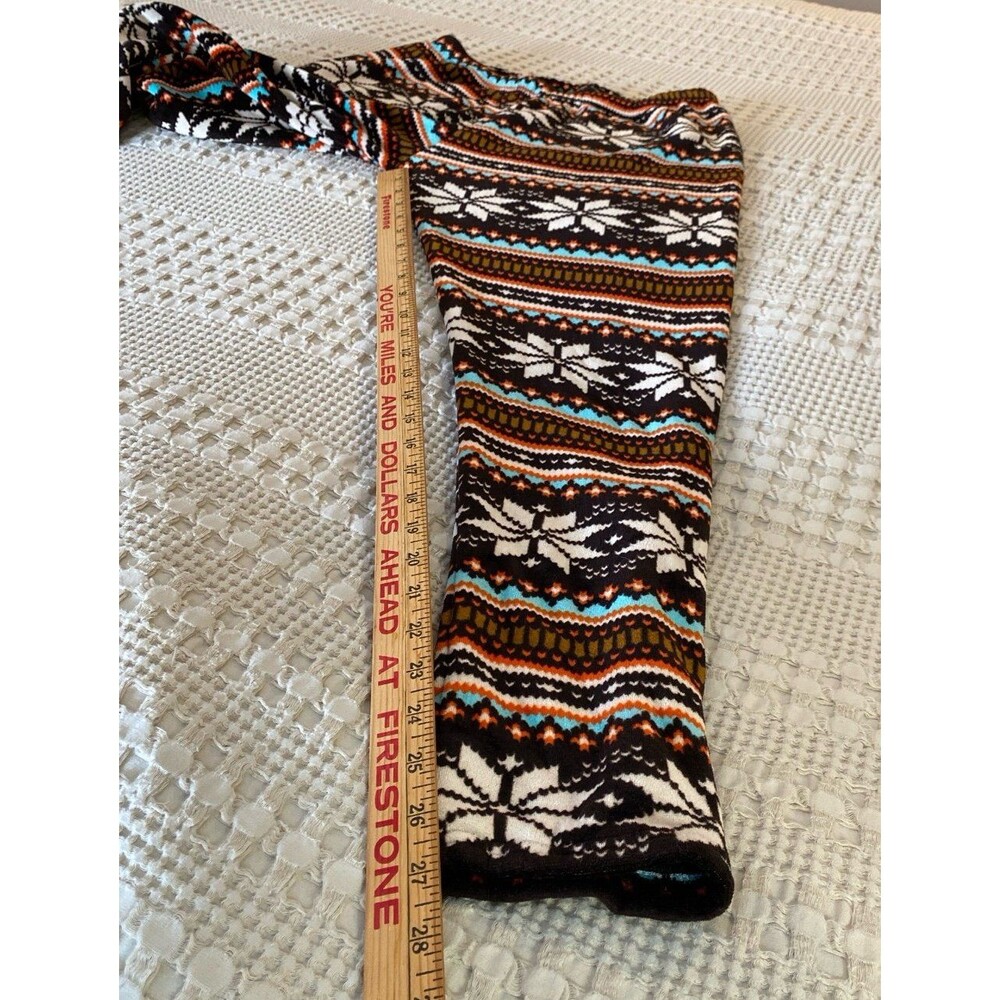 Glacier Canyon Mink Fleece Pants‎ Leggings Size Large 14 - 16 Snowflakes! Teal - Picture 6 of 8